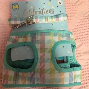 Top Paw Blue and Green harness plus leash